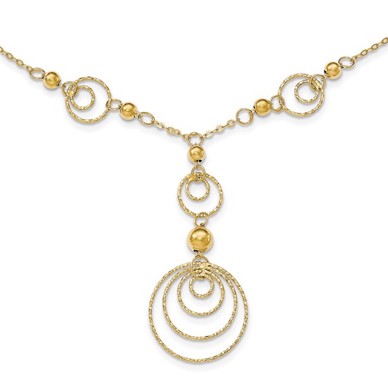14k Gold Textured Circles w/Polished Beads Necklace 14k Gold Textured Circles w/Polished Beads Necklace